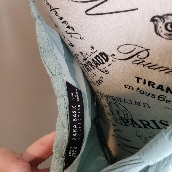 {Zara Basic} Wedding Event Formal Evening Beach Foam Green Maxi Dress - Picture 5 of 10